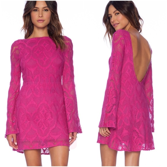 Nightcap Dresses & Skirts - Nightcap Priscilla Crochet Lace Mini Dress Fuchsia